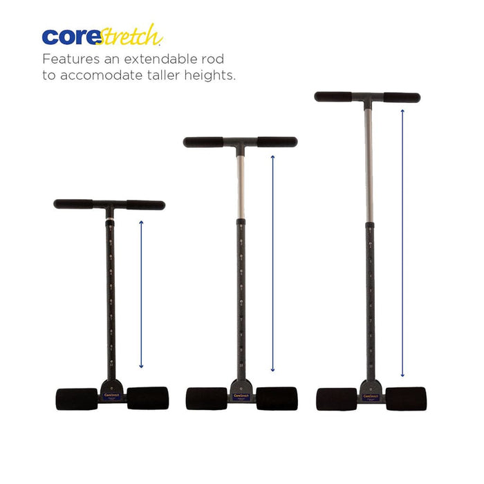 CoreStretch by Medi-Dyne, front view of product showing its extendable rod to accomodate taller heights