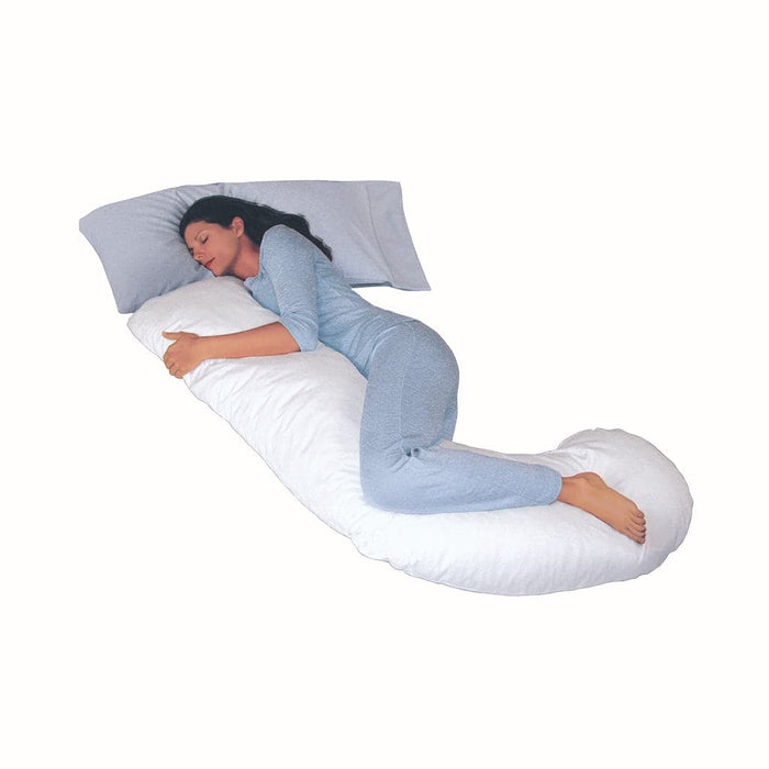 ErgoLoft Full Body Pillow being used by a woman