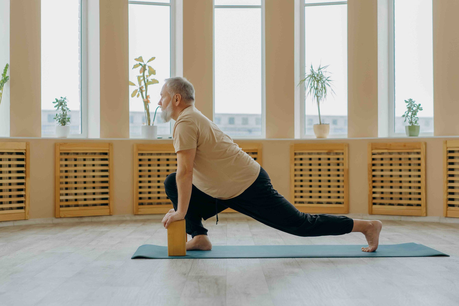 Man practicing yoga.