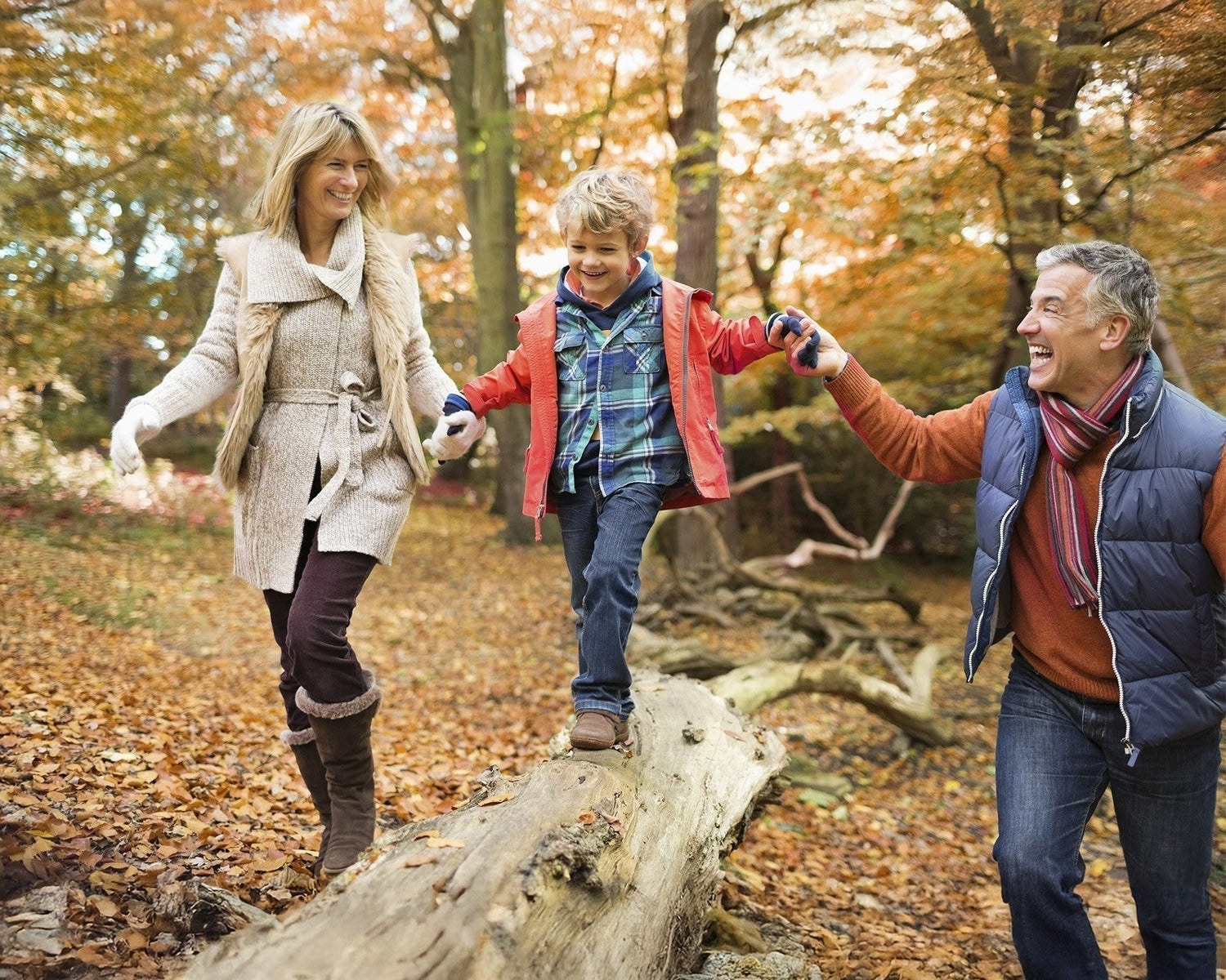 Family enjoying fall wellness refresh outdoors, promoting comfort, balance, and healthy living with Relax The Back ergonomic solutions.