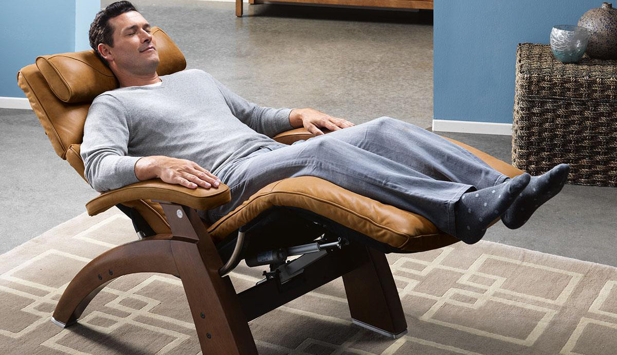 Man reclining in the Perfect Chair Zero Gravity Recliner 