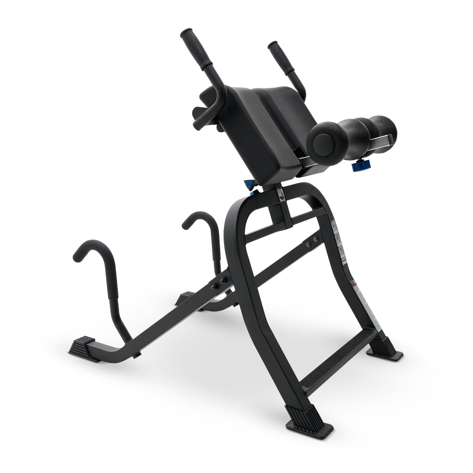 A black DEX II Commercial Inversion & Core Training System with a padded backrest, dual handles, and a leg rest, shown on a clean white background.