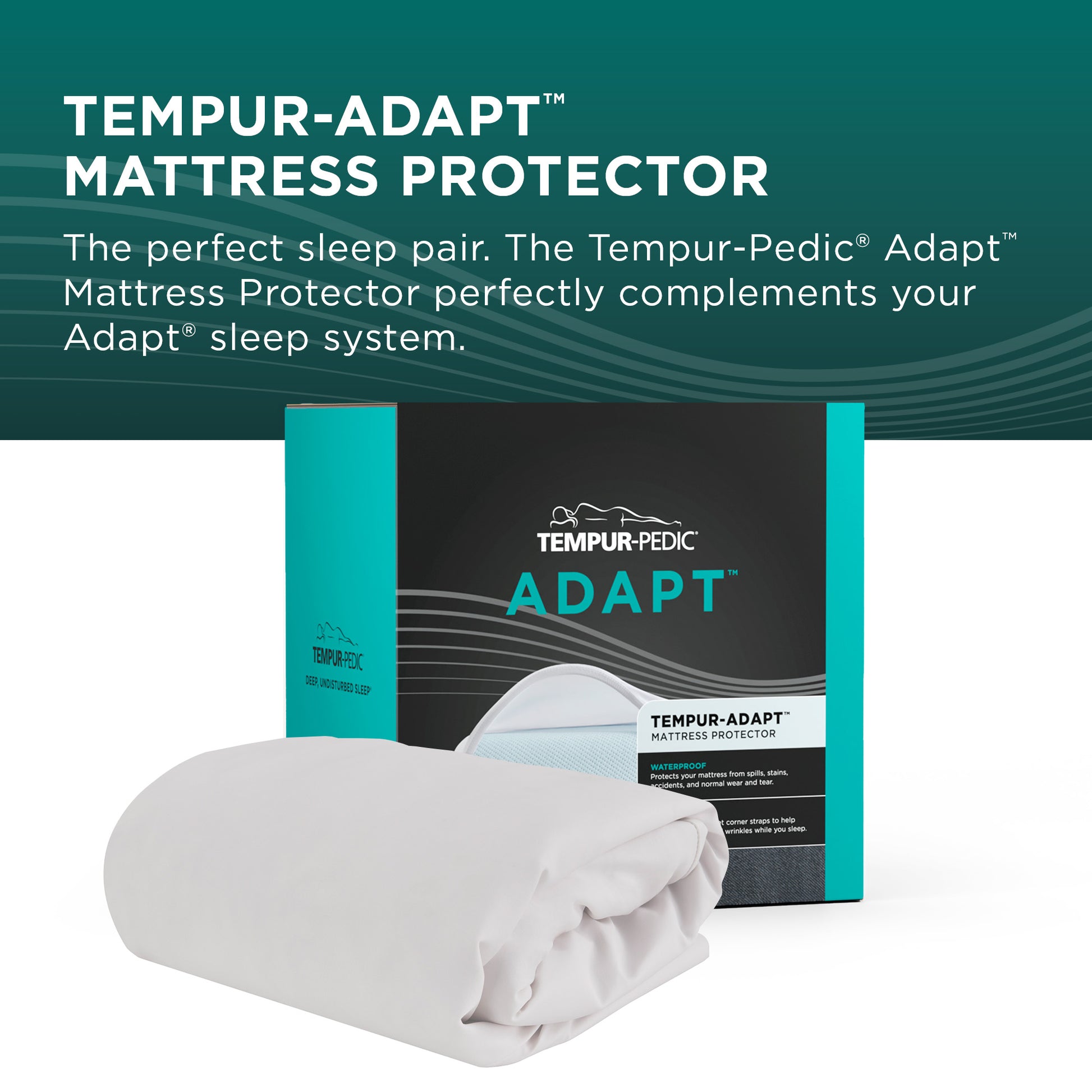 Tempur-Adapt mattress protector with packaging on a white background