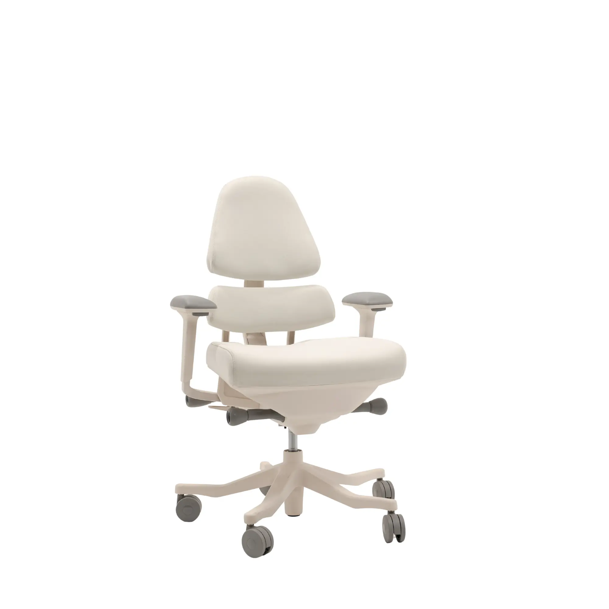 White ergonomic office chair on a white background