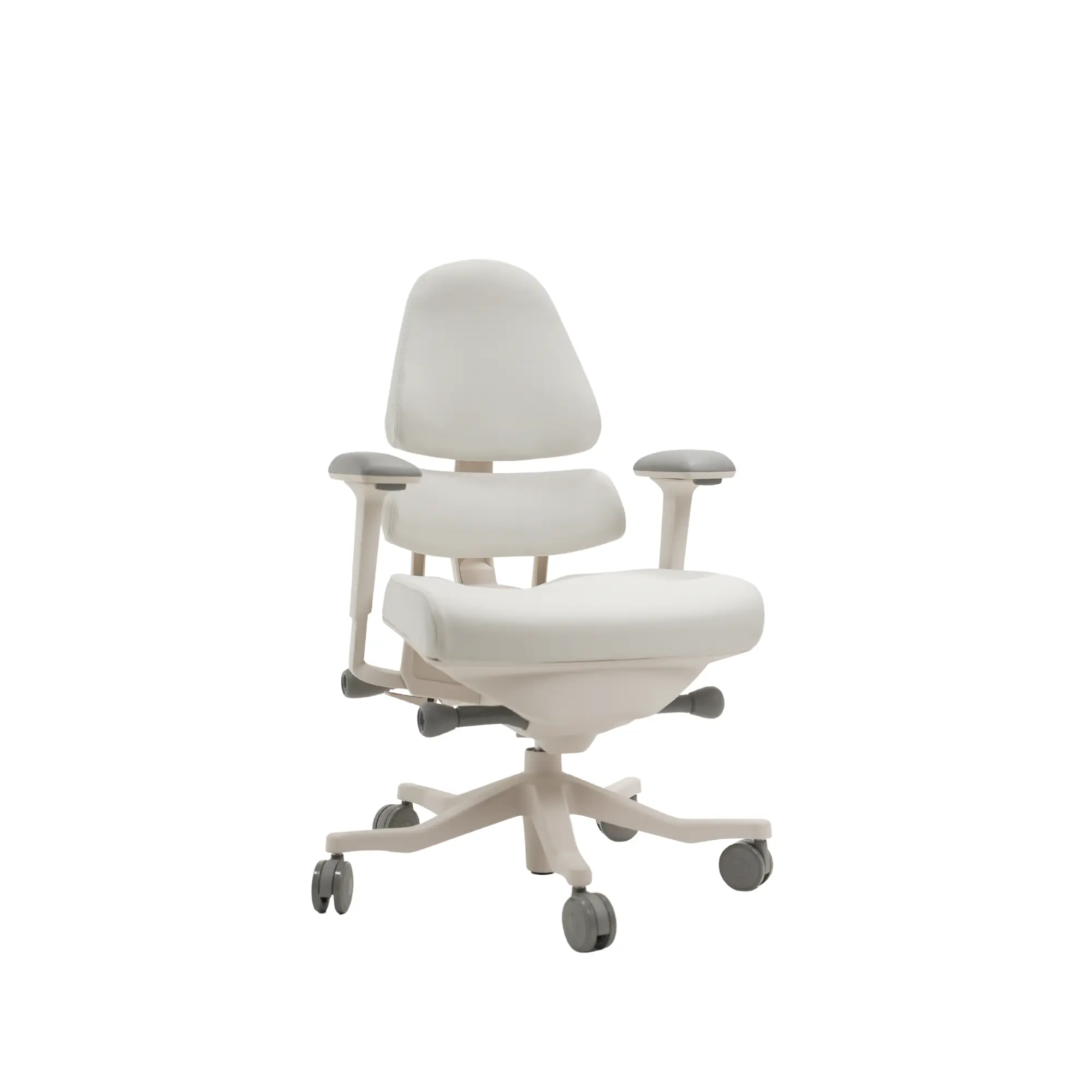White ergonomic office chair on a white background
