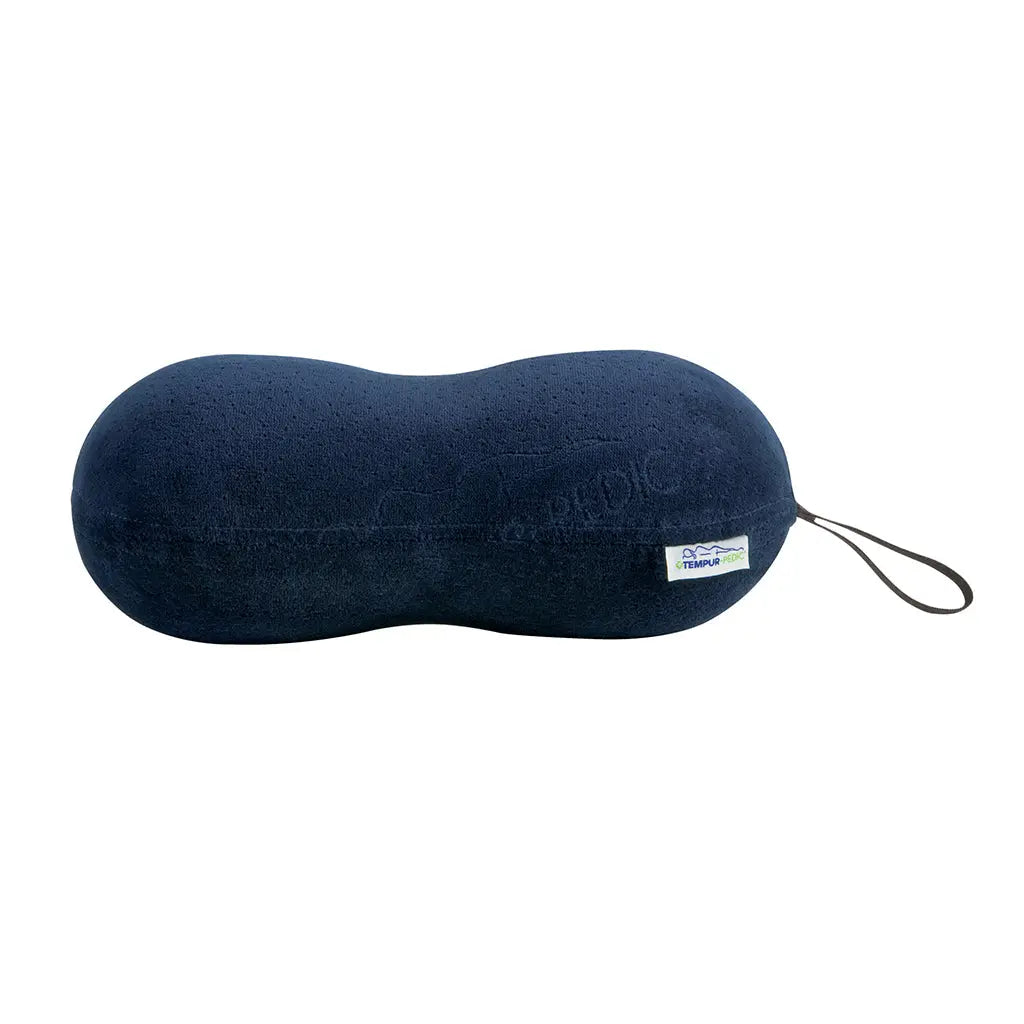 Navy TEMPUR All-Purpose Pillow shown on a white background. 