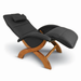 Andrew LeBlanc X-Chair 3.0 Recliner in Standard Black Leather and a teak wood base