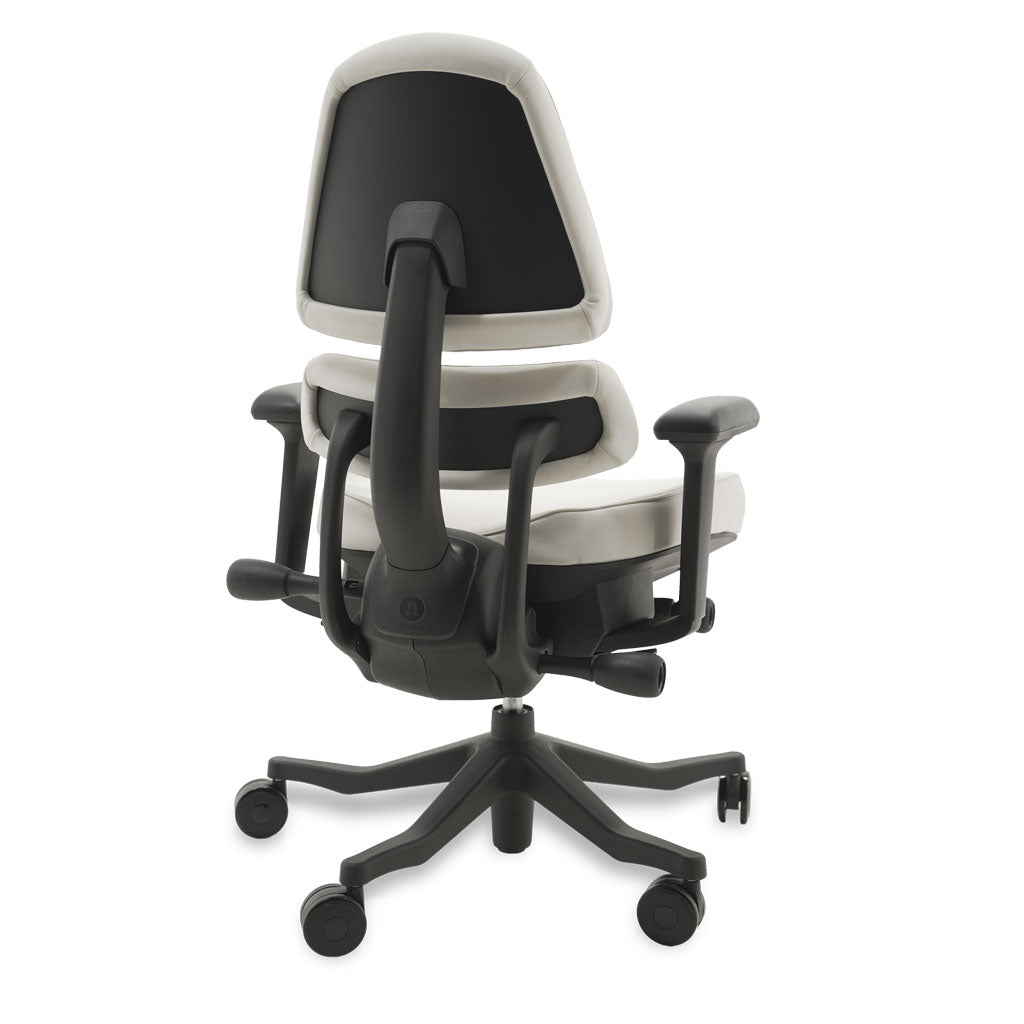 Black and white ergonomic chair on a white background