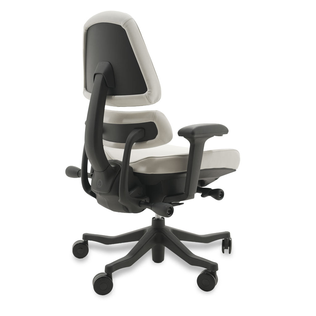 Black and white ergonomic chair on a white background