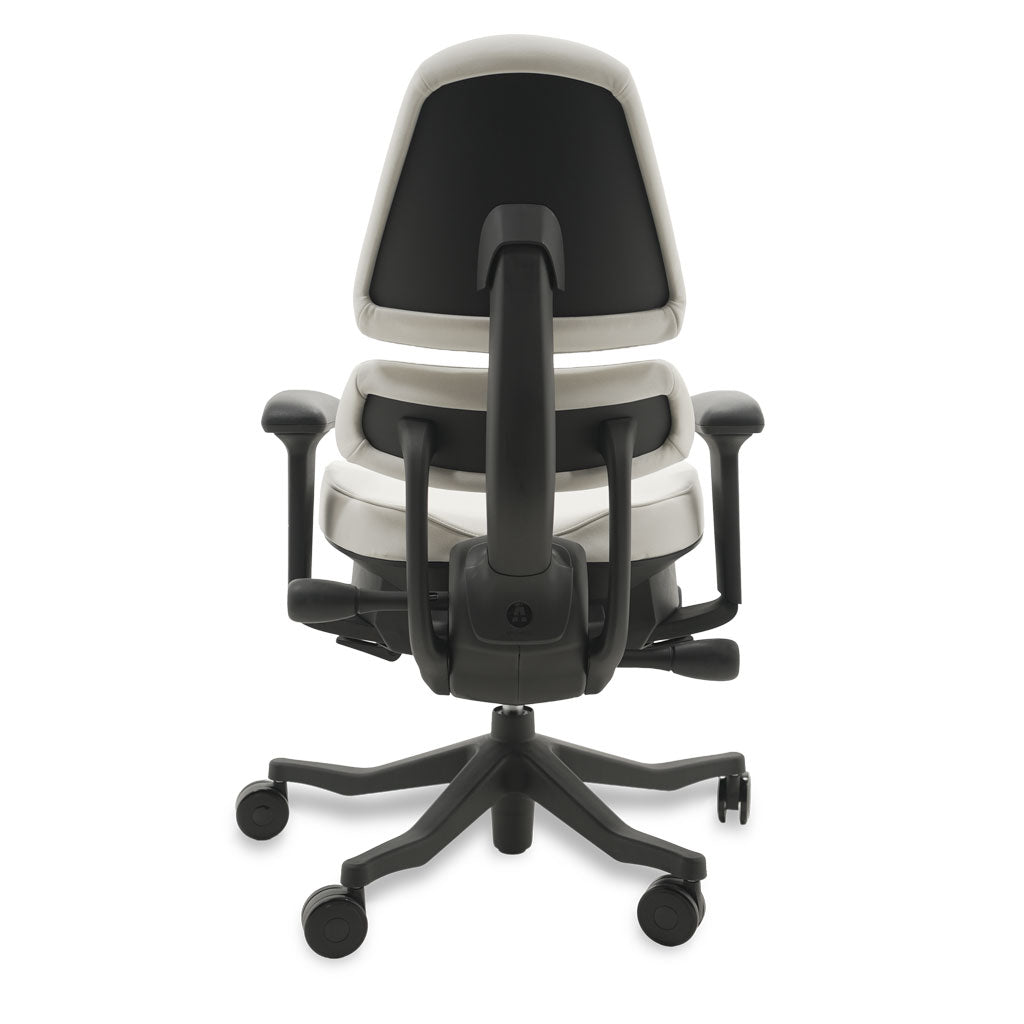 Black and white ergonomic chair on a white background