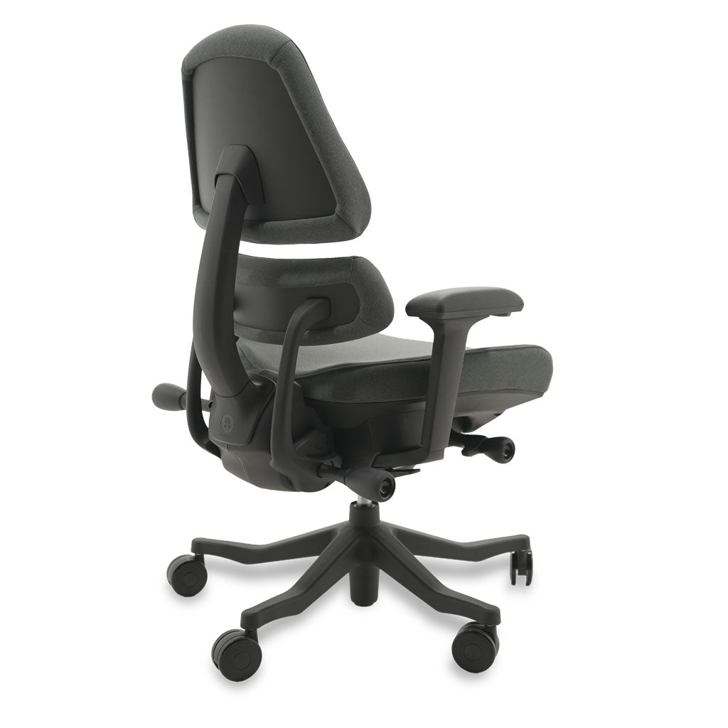 Black ergonomic chair on a white background