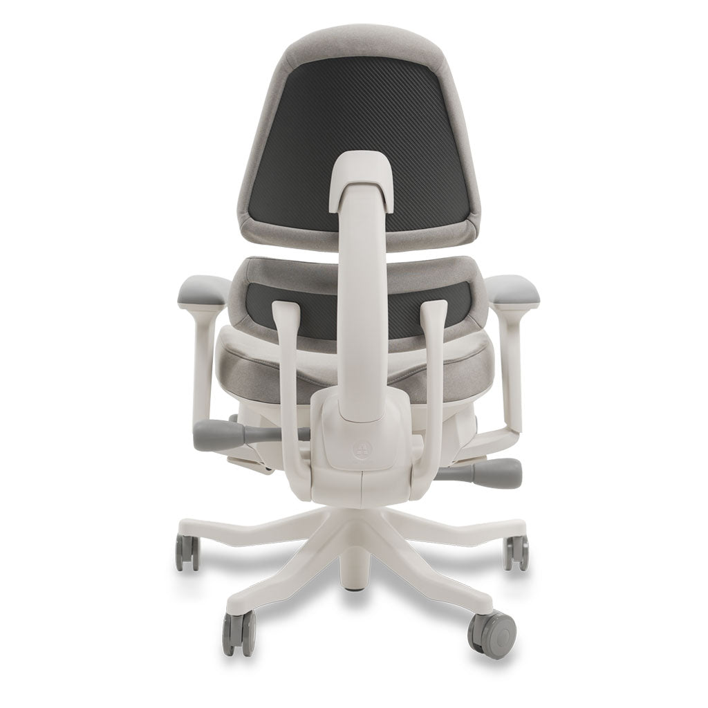 White and grey ergonomic chair on a white background