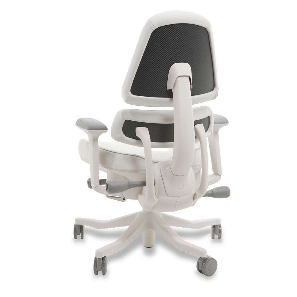 White ergonomic chair on a white background