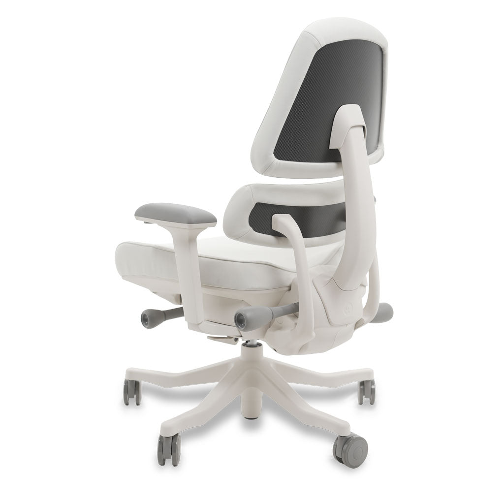 White ergonomic chair on a white background