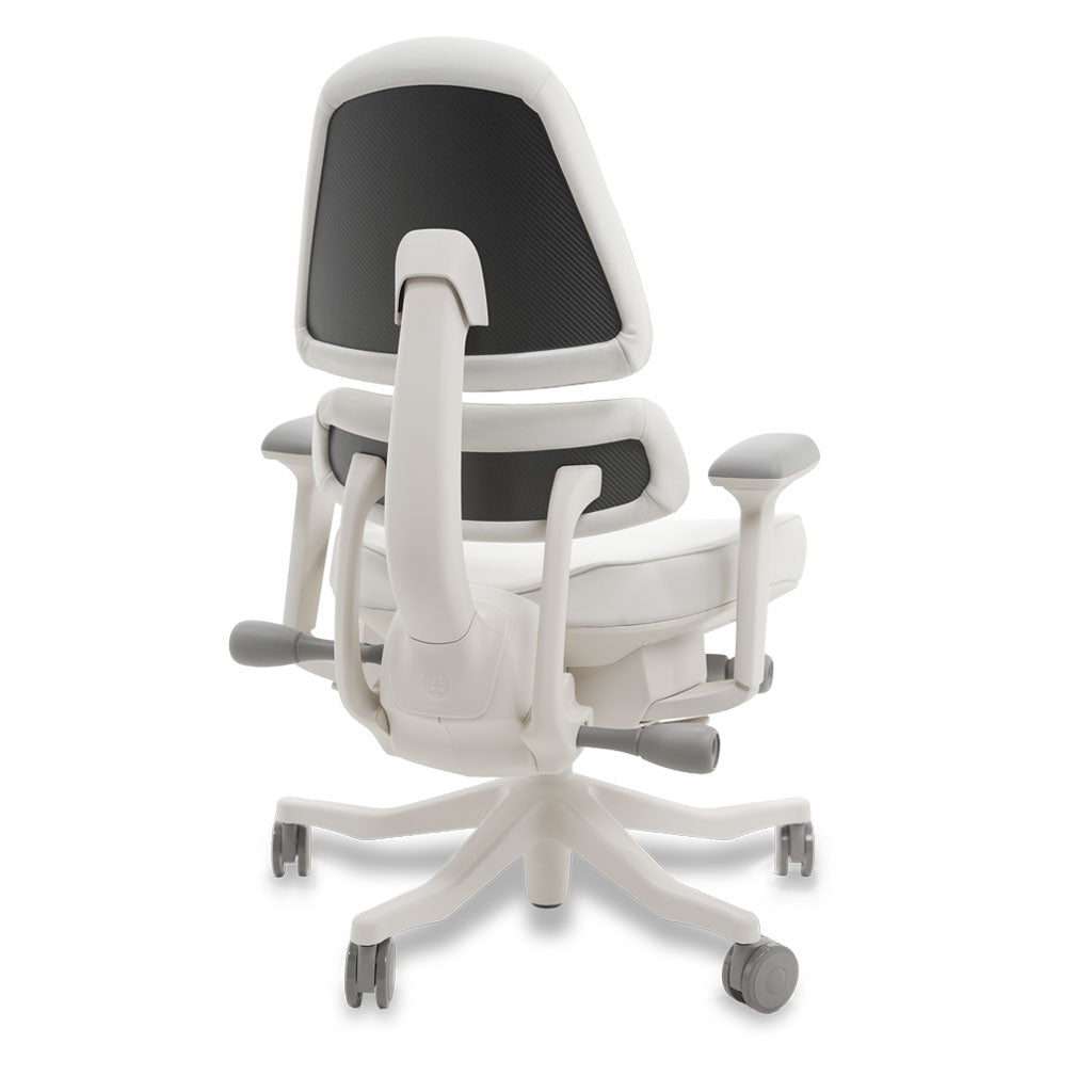 White and black ergonomic chair on a white background