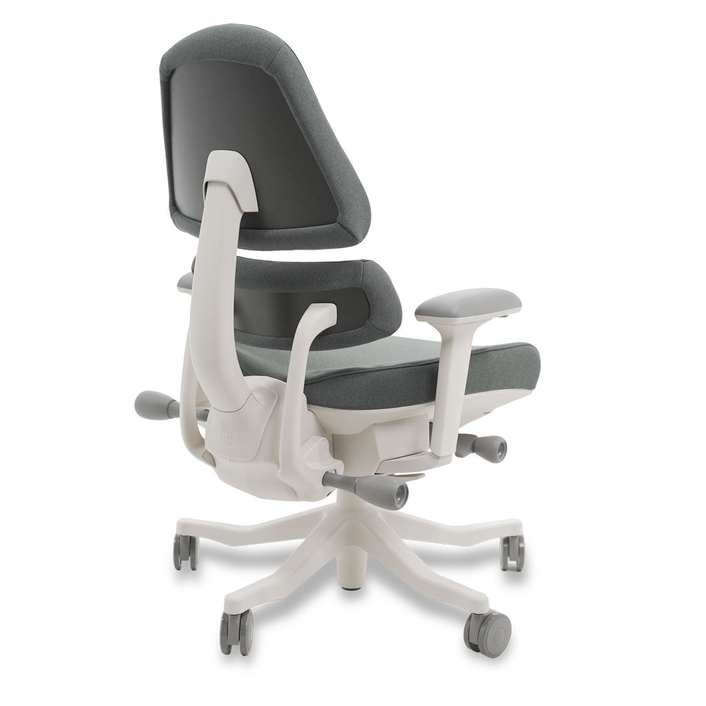 Ergonomic office chair with gray seat and backrest on a white background