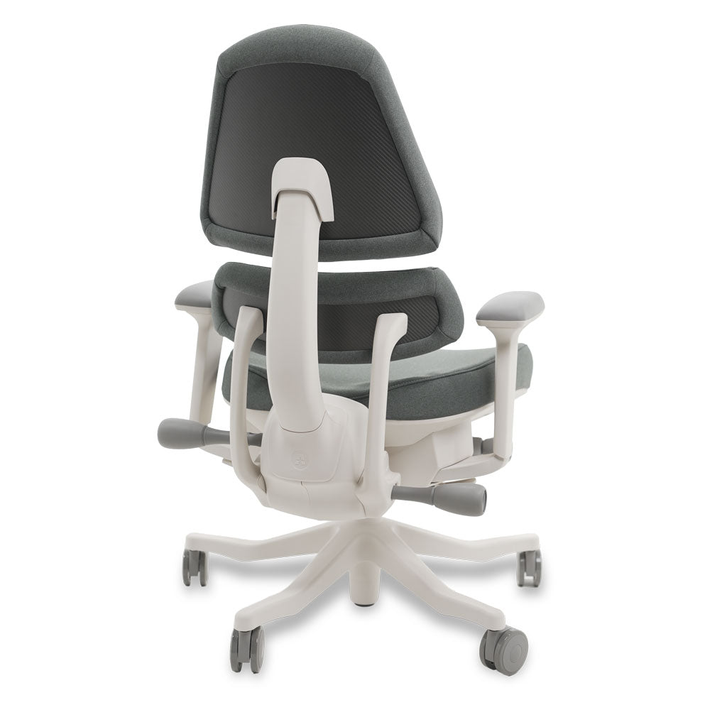 Ergonomic office chair with gray seat and backrest on a white background