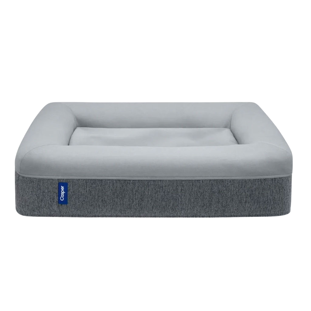 Grey pet bed with a gray base on a white background
