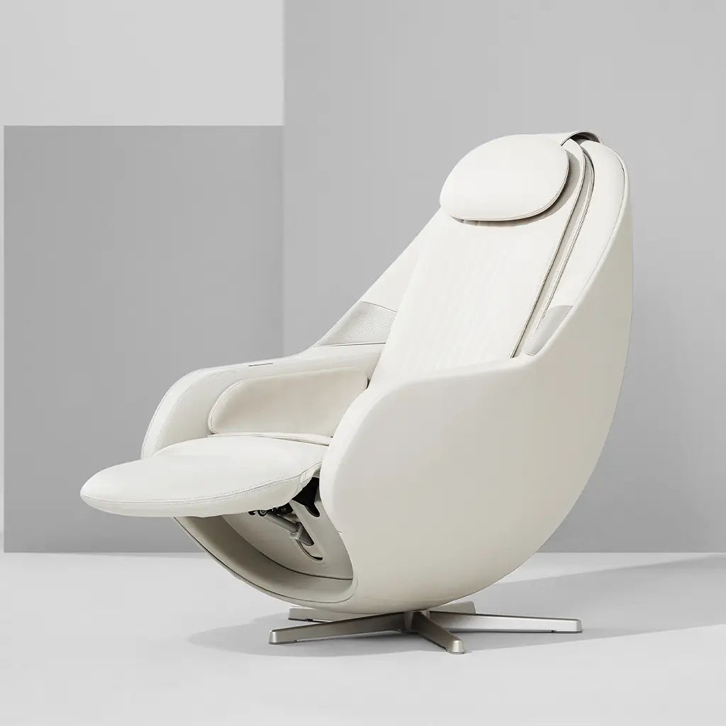 White modern chair with a gray background