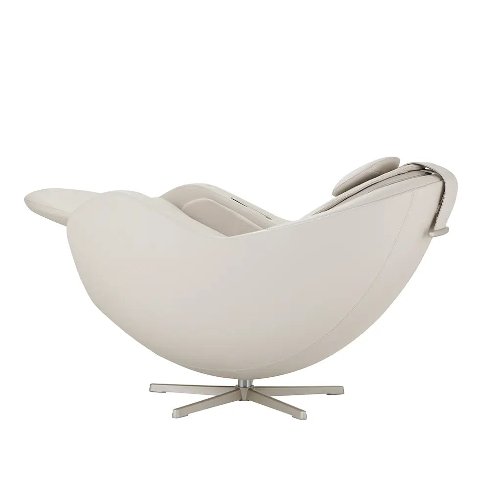 Modern white chair with a unique design on a white background