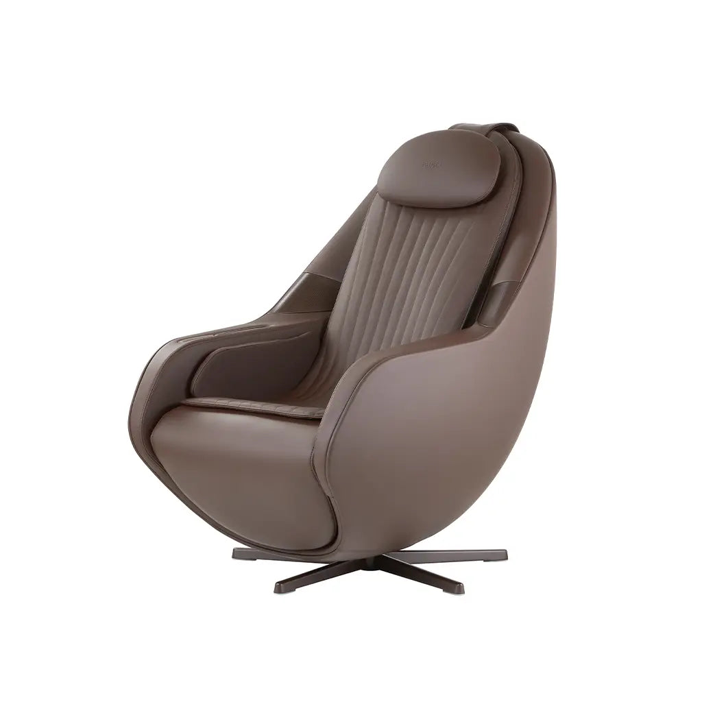 Brown armchair with a modern design on a white background