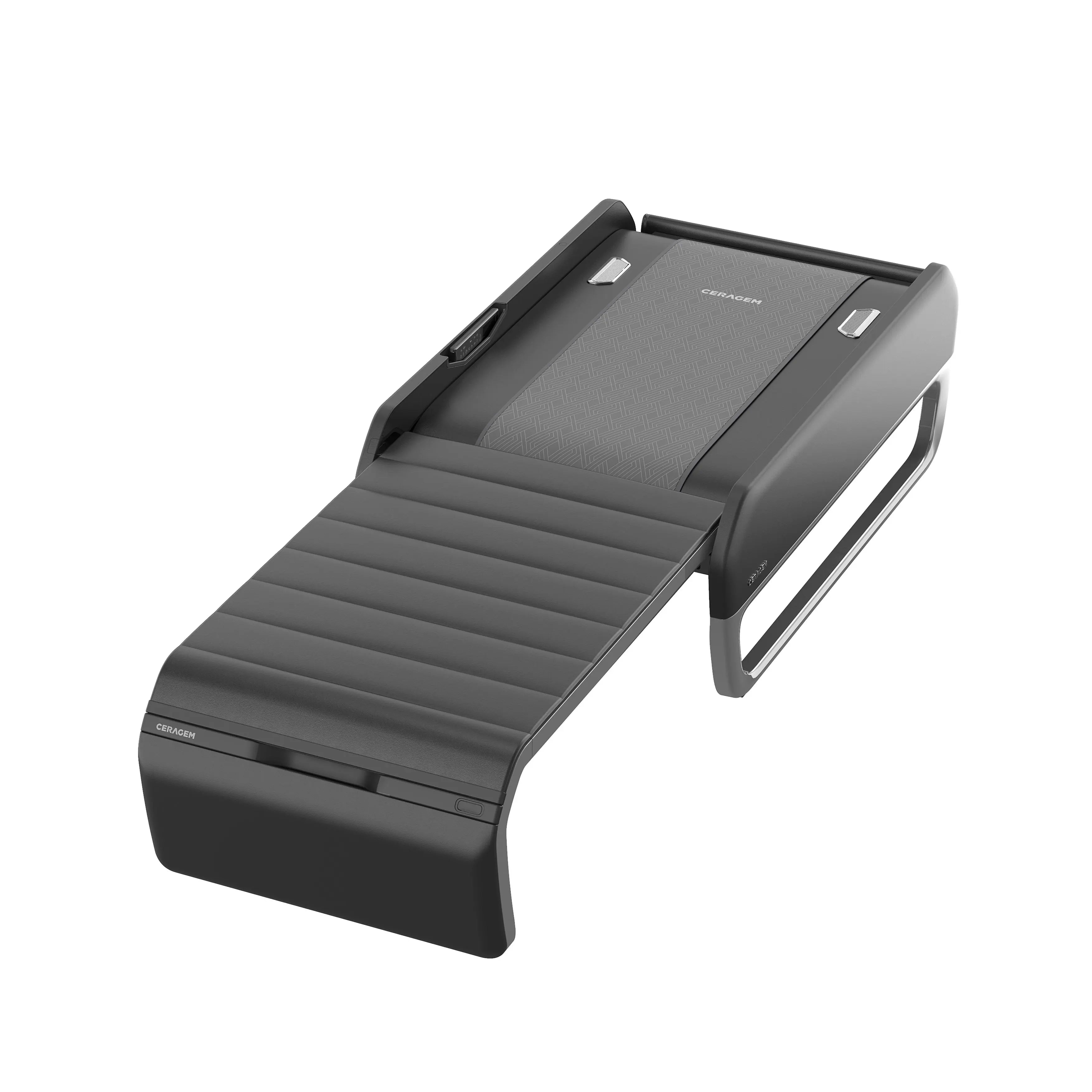 Black massage bed on a white background