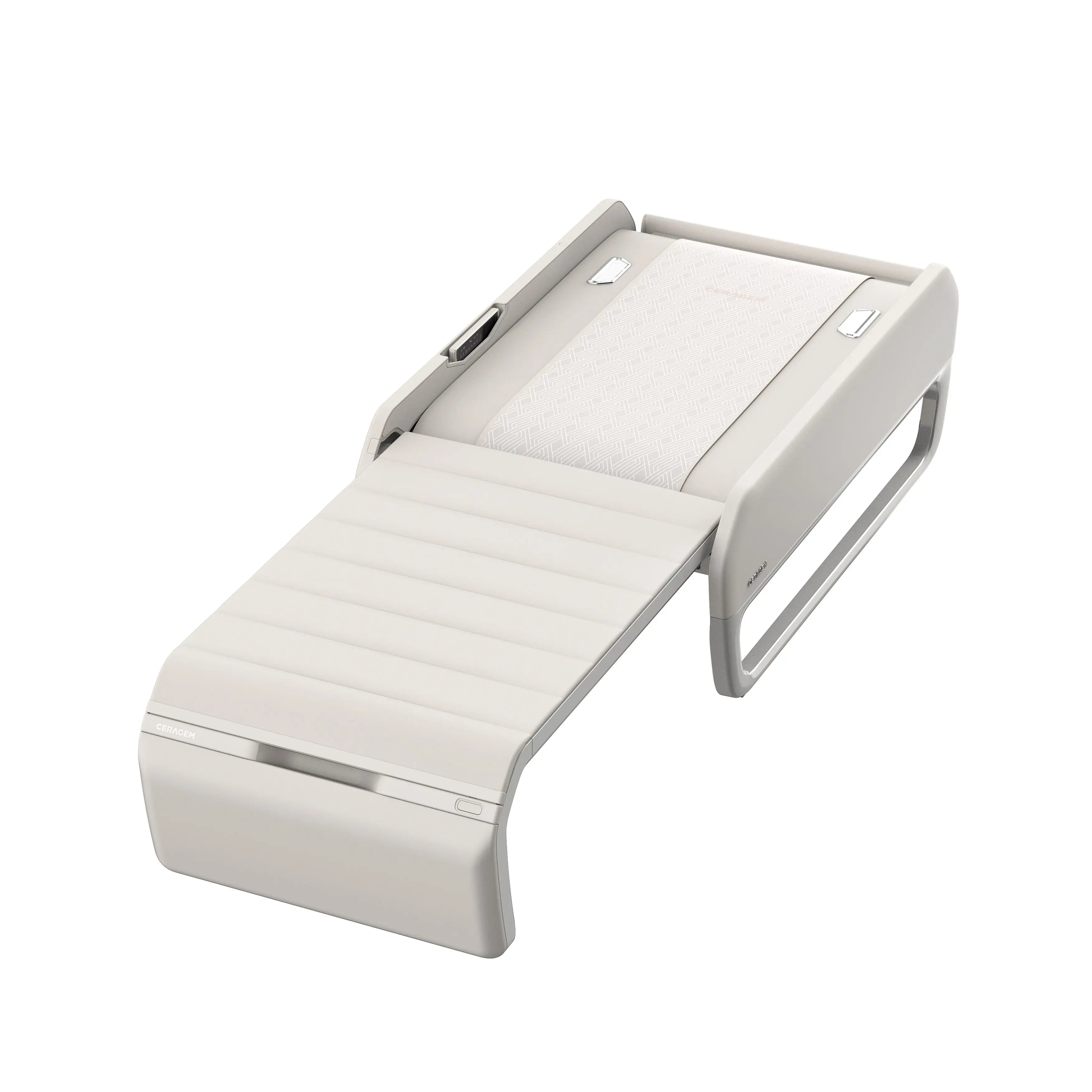 White massage bed on a white background