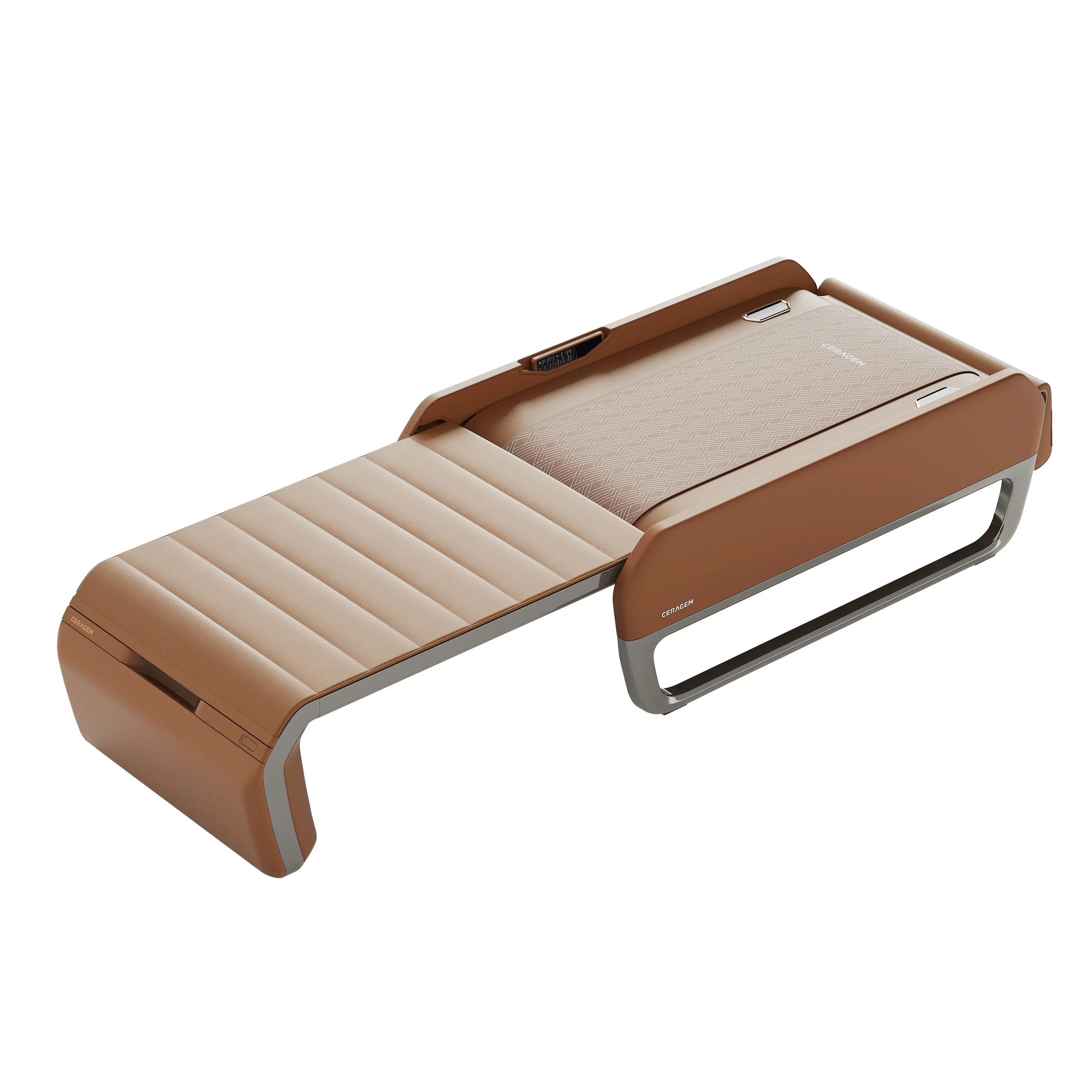 Brown massage bed on a white background