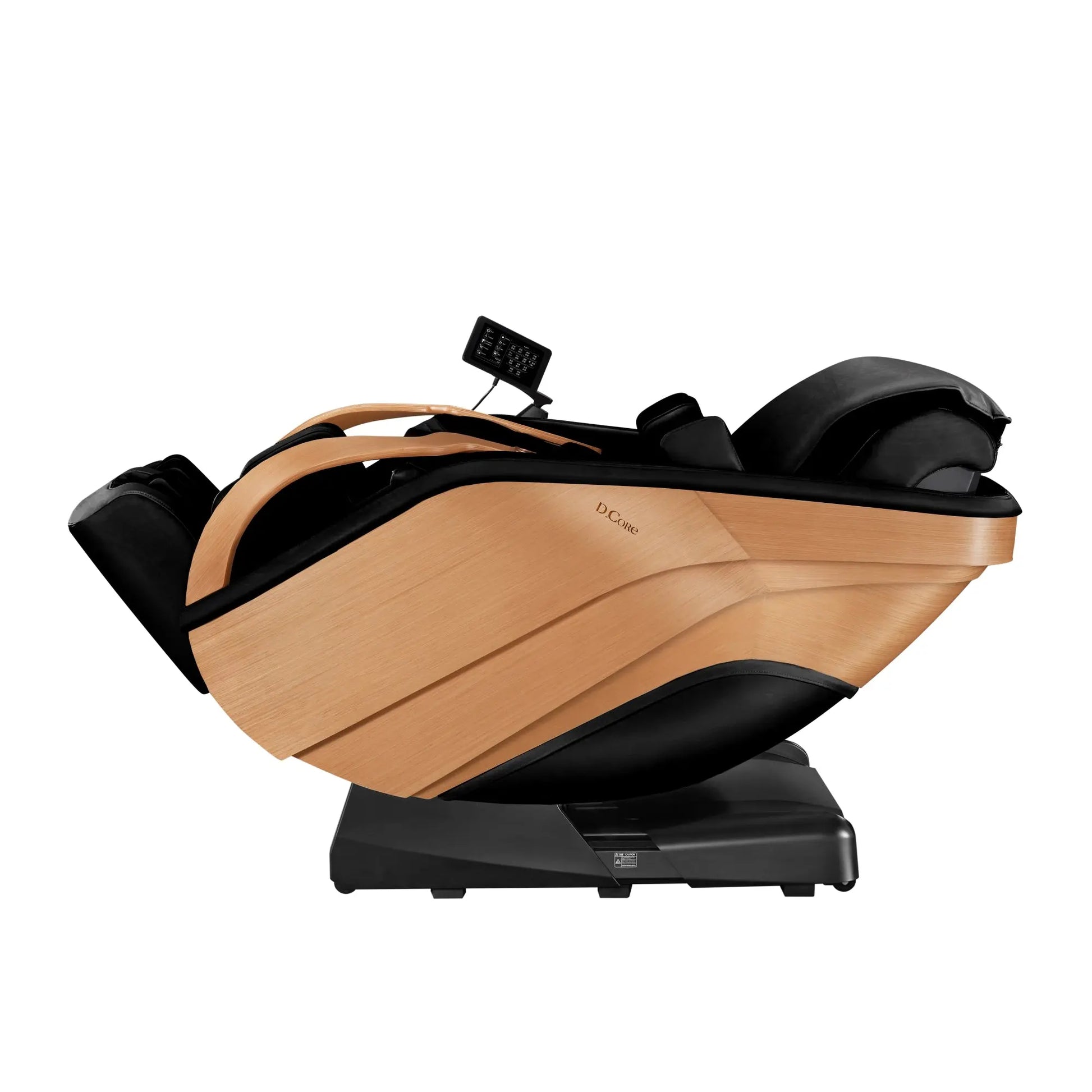 Massage chair with wooden design on a white background