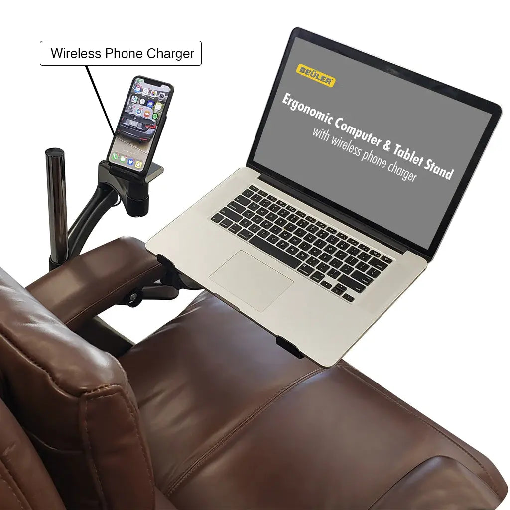A call out to the wireless phone charger mount on the Ergonomic Laptop and Tablet Stand.