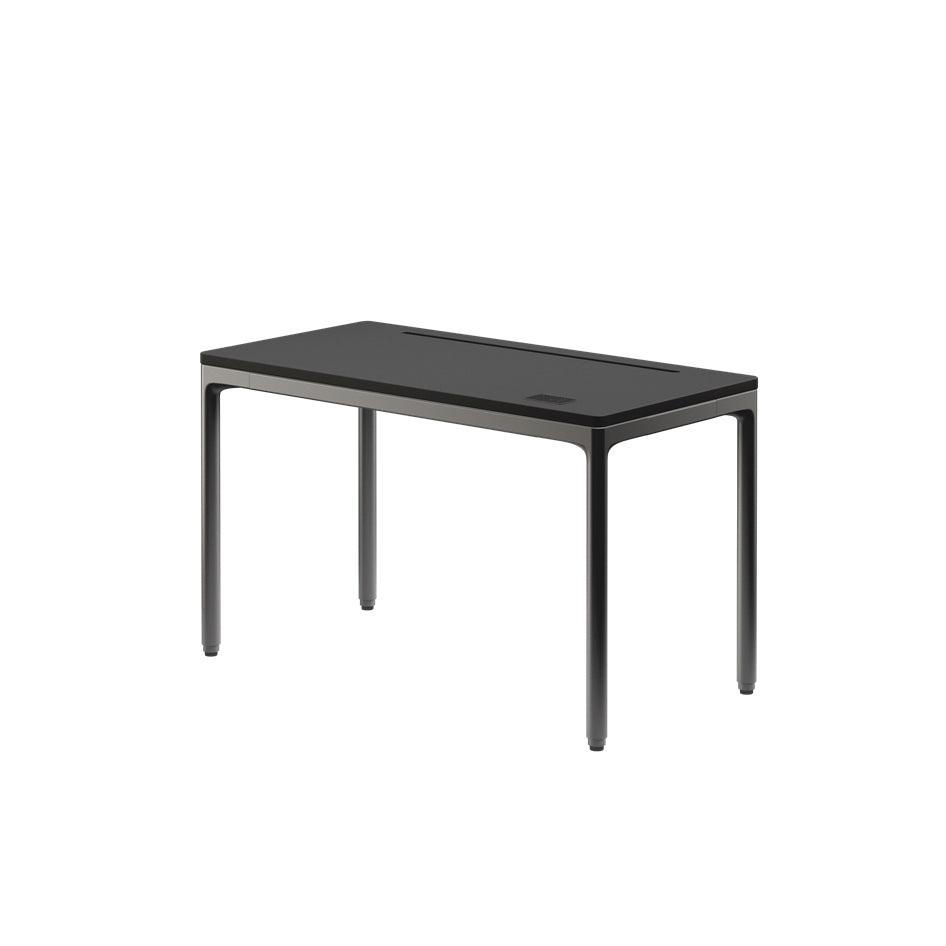 Black rectangular table on a white background