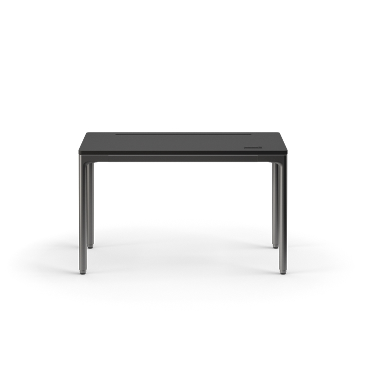 Black rectangular table on a white background