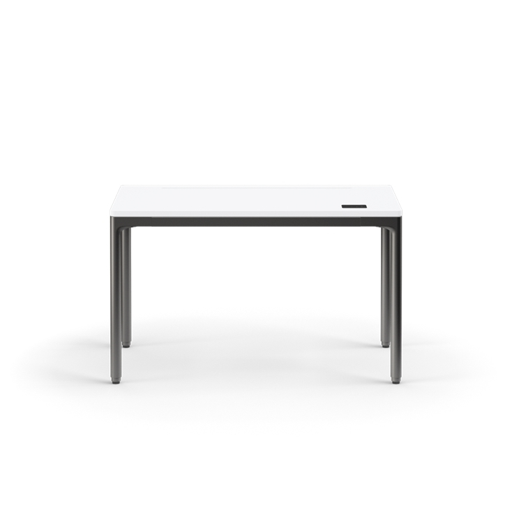 White table with black legs on a white background