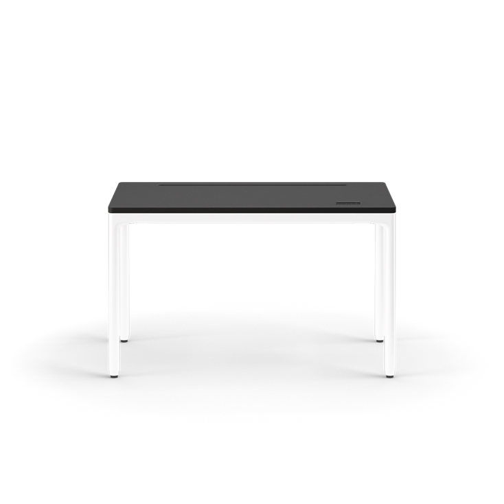 Rectangular black table on a white background