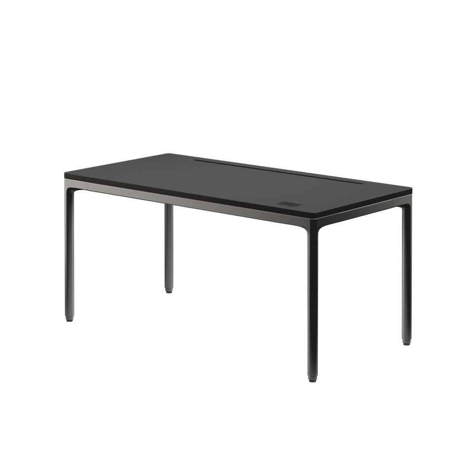 Black rectangular table on a white background