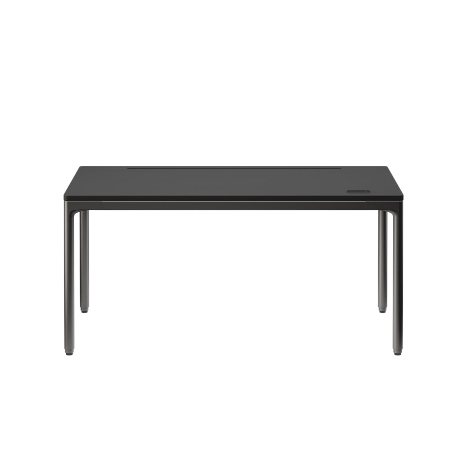 Black rectangular table on a white background