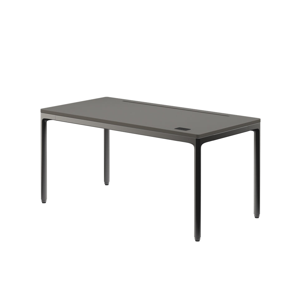 Black rectangular table on a white background