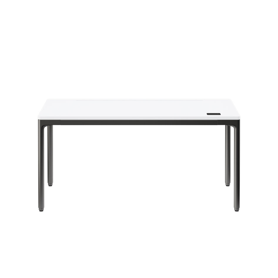 White table with black legs on a white background