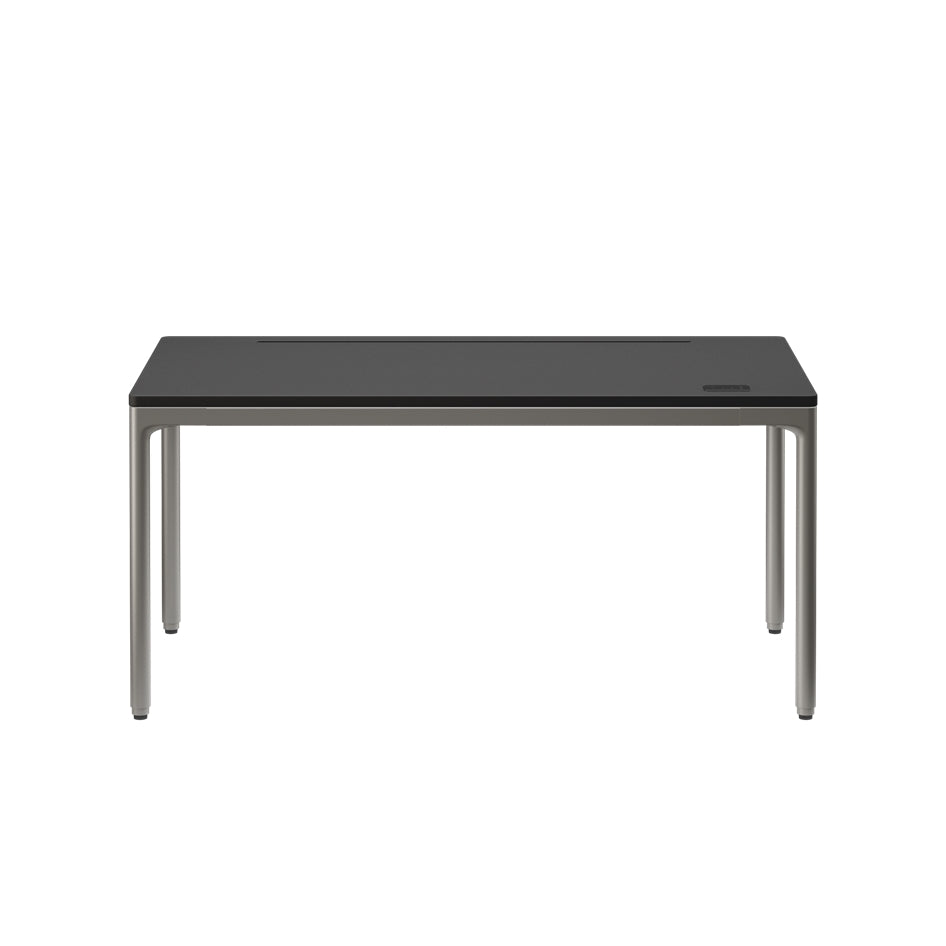 Black rectangular table on a white background