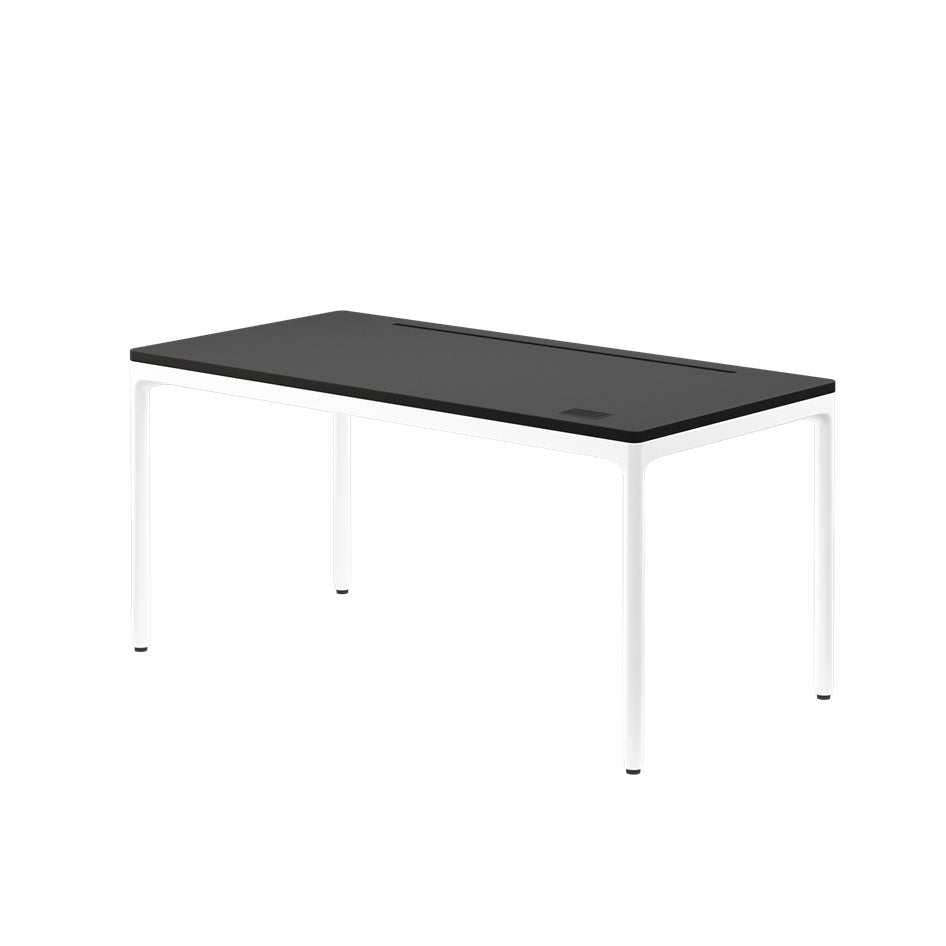 Black desk with white legs on a white background