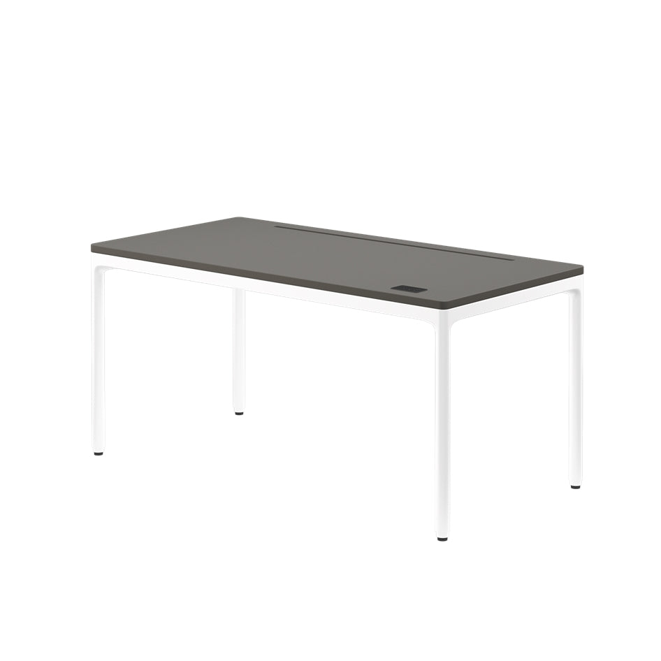 Black desk with white legs on a white background