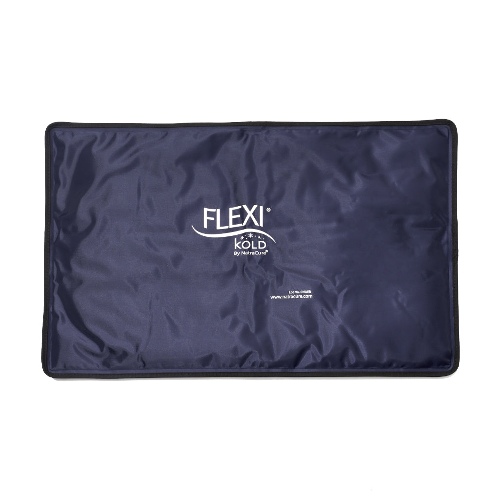 Navy blue cold pack with Flexi logo on a white background
