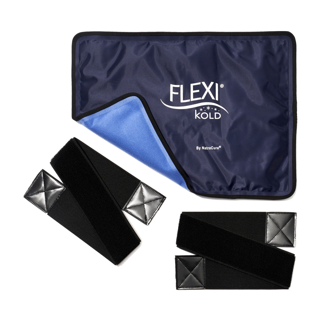 Flexi Kold cold therapy pack with black straps on a white background