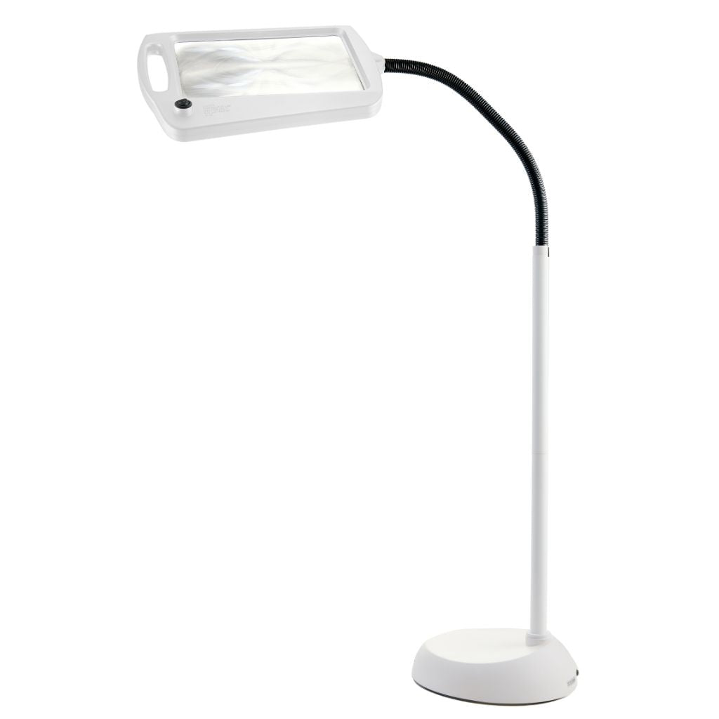 White Magnifying lamp with a flexible neck on a white background
