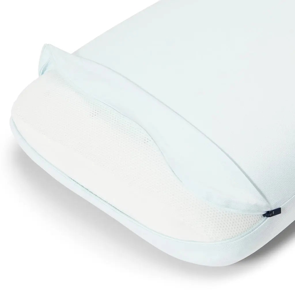 A close up of the Hybrid Snow Pillow with the cover unzipped.