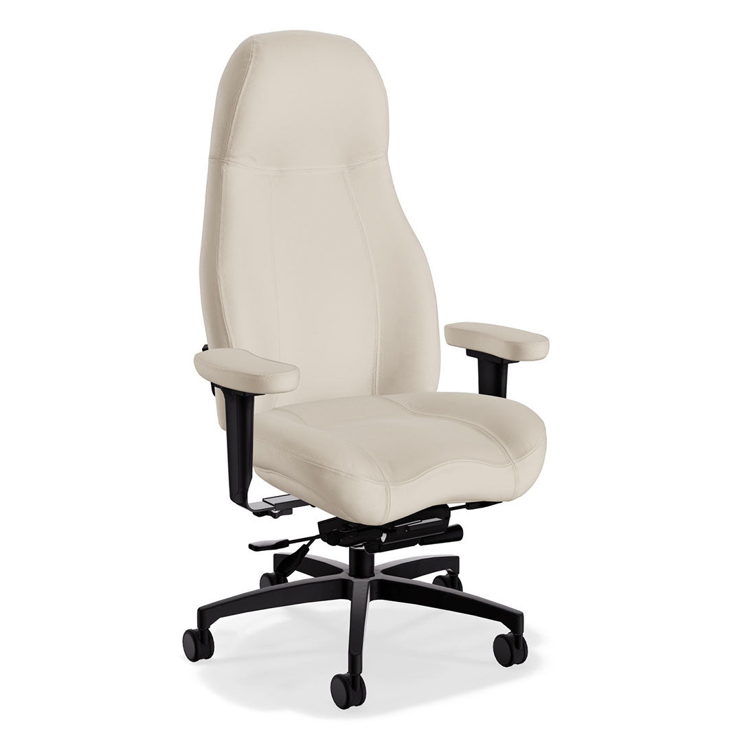 Open Box High Back Executive Office Chair by Lifeform in Tribeca Leather Artic White and ThermaGuard