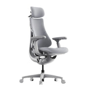 Gray office chair with adjustable features on a white background