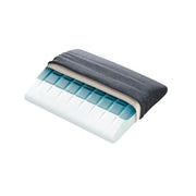 The Technogel Lumbar Support is displayed with the cover partially removed, revealing the innovative technogel material inside.