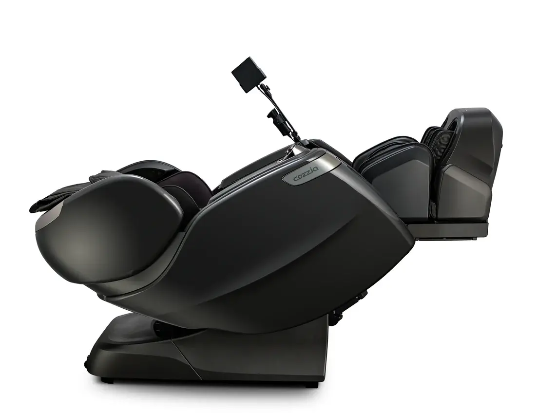 Black massage chair on a white background