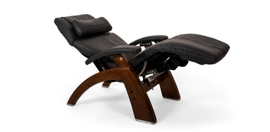 The Perfect Chair Classic Powered Recliner shown in espresso and dark walnut.